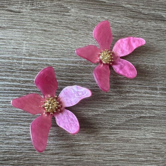 Bohemian purple flower earrings A272 - Picture 3 of 5